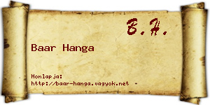 Baar Hanga névjegykártya
